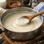 Recette béchamel facile maison dans une casserole, sauce béchamel onctueuse et sans grumeaux pour lasagnes et gratins