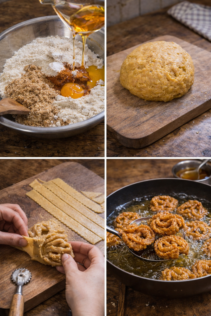 étapes pour chebakia marocaine traditionnelle au miel et graines de sesame faite maison
