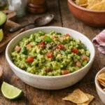 Bol de guacamole maison facile a base d'avocat, citron vert et epices, recette de guacamole mexicain authentique pour aperitif.