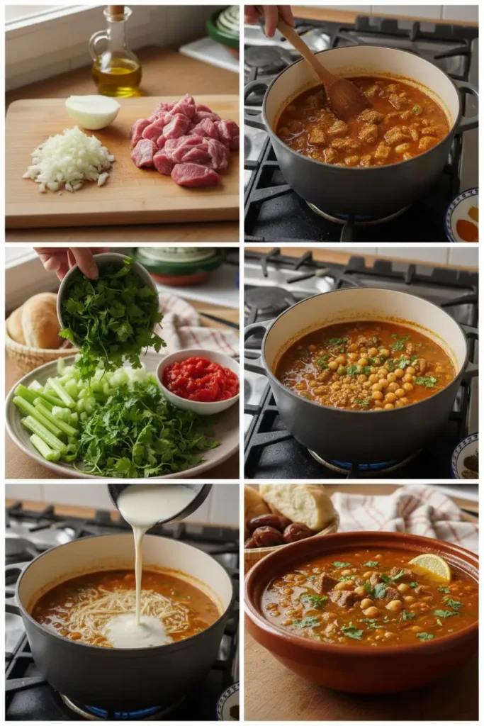 Étapes préparation harira marocaine recette traditionnelle maison