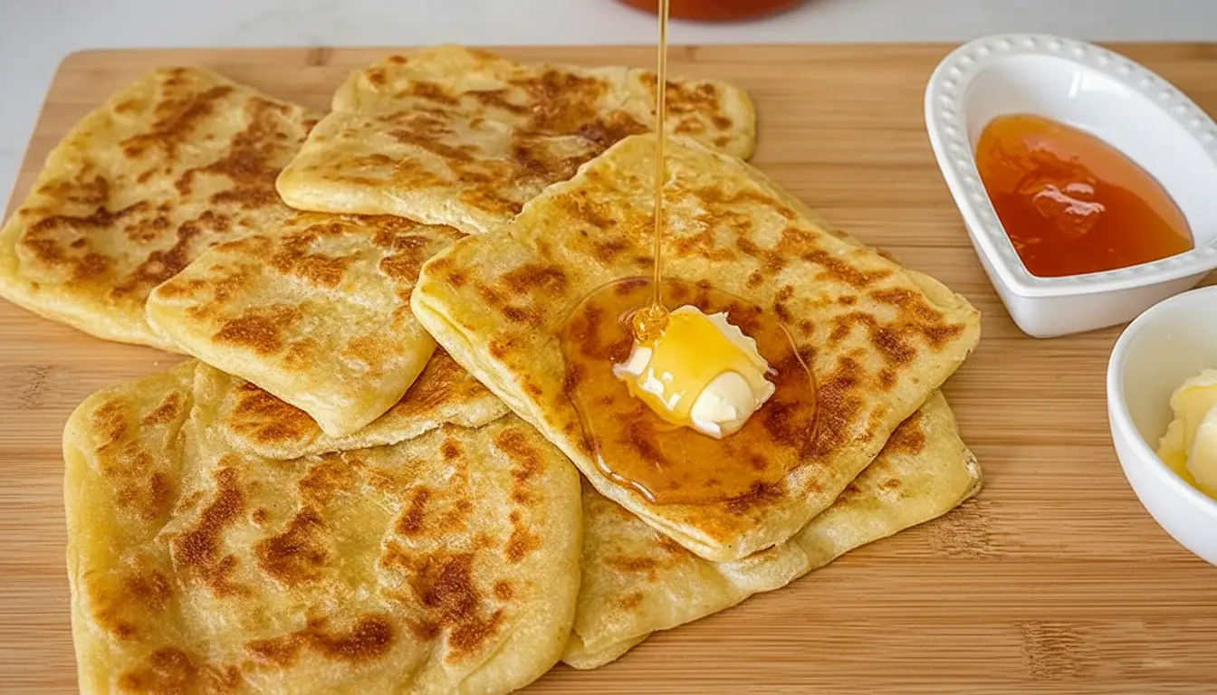 Msemen marocain fin et feuilleté, galette traditionnelle dorée cuite à la poêle