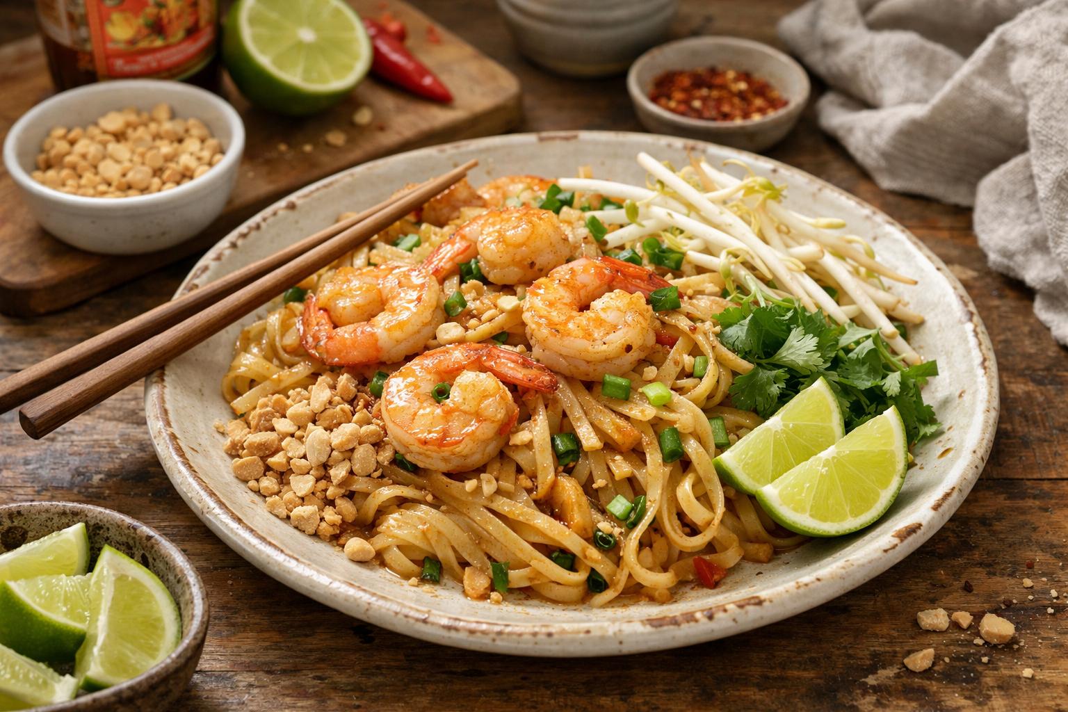 Pad Thaï aux crevettes - Facile fait maison