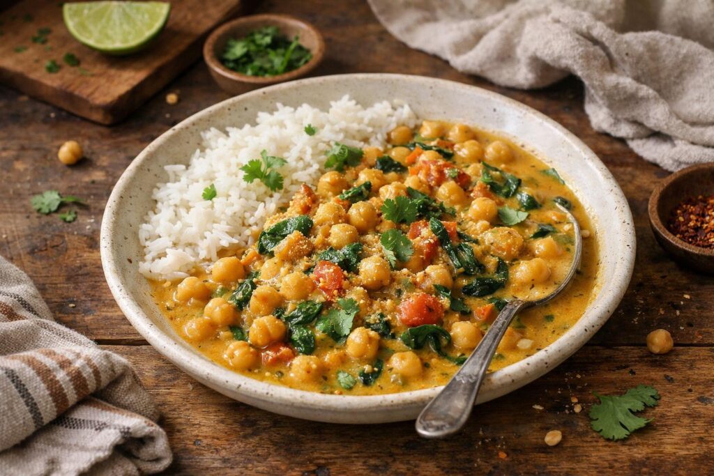 Curry de Pois Chiches au Lait de Coco - Facile fait maison