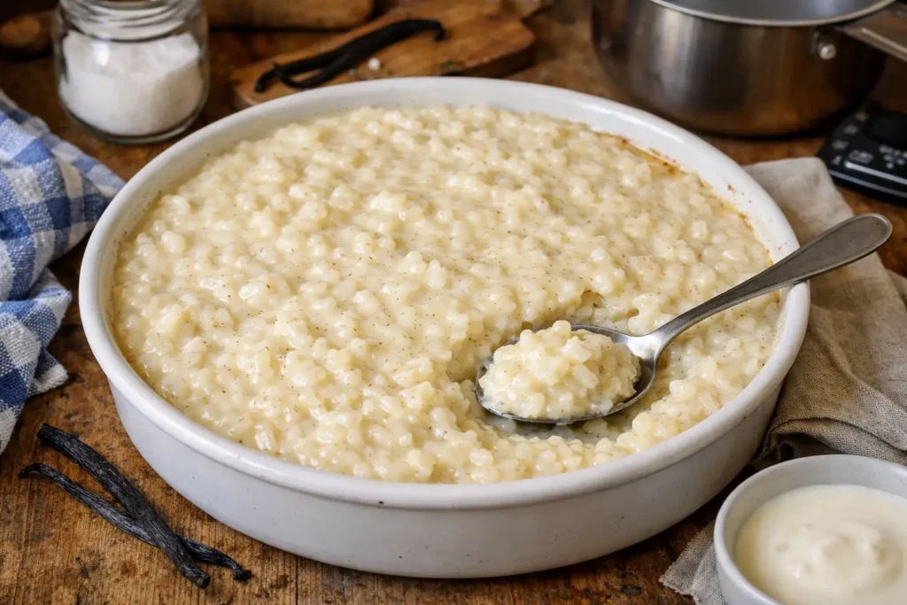 Riz au lait à la vanille, crémeux et traditionnel facile fait maison