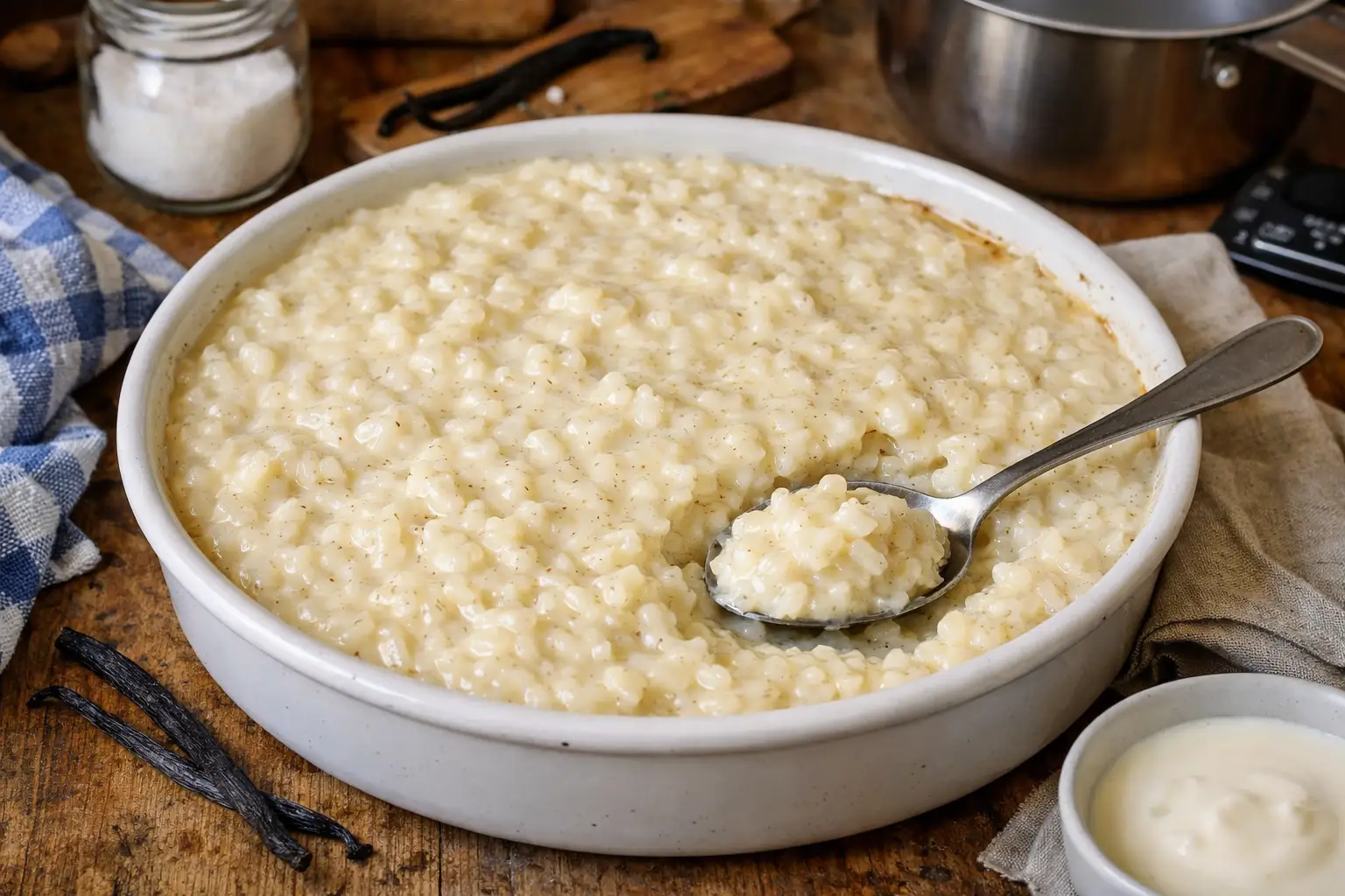 Riz au lait à la vanille, crémeux et traditionnel facile fait maison