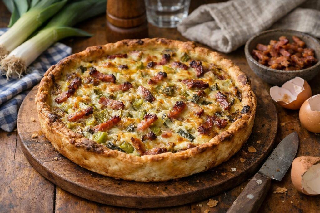 Quiche aux poireaux et lardons - Facile fait maison
