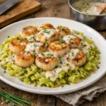 Noix de Saint-Jacques sur lit de poireaux à la crème - Facile fait maison