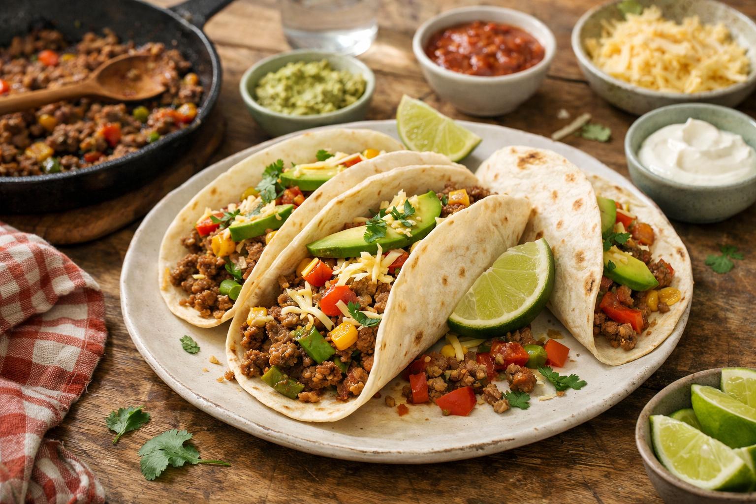 fajitas viande hachée​ - Facile fait maison