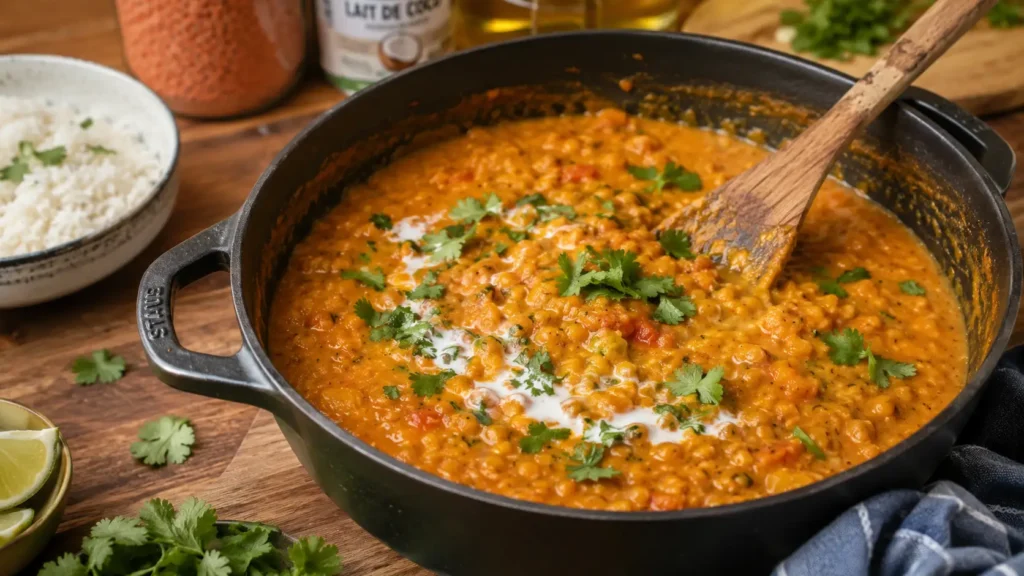 Dahl de lentilles corail au lait de coco - Facile fait maison
