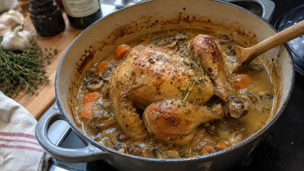 Pintade en cocotte au vin blanc - Facile fait maison