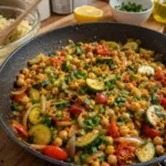 Poelee express pois chiches, courgettes et citron - Facile fait maison
