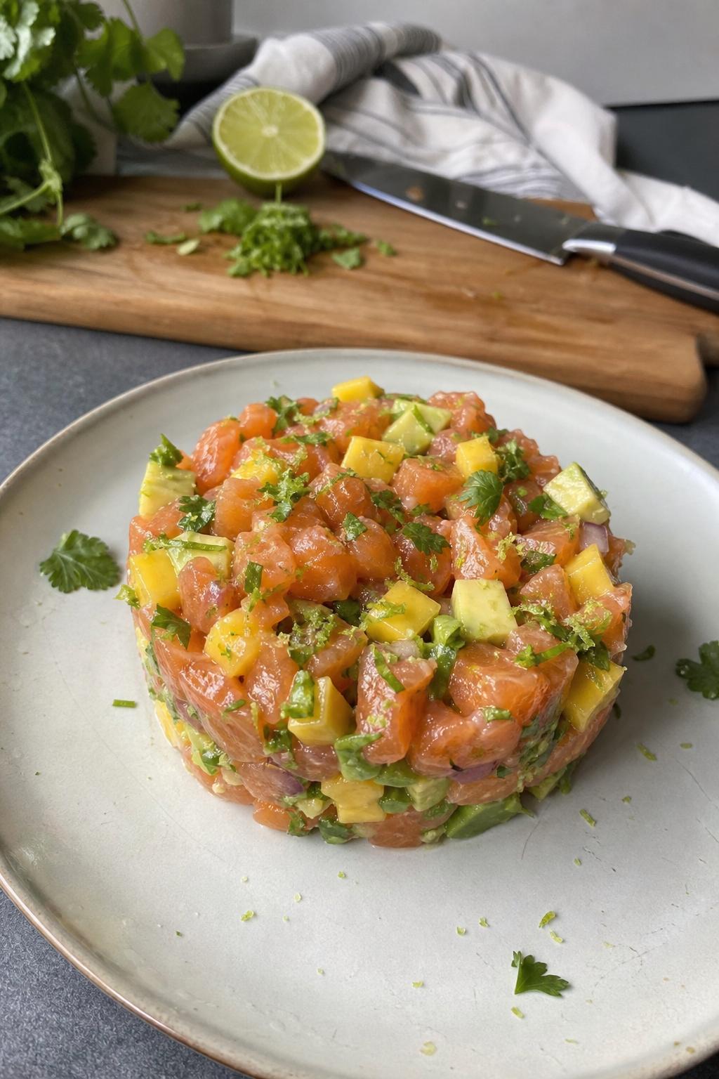Tartare de saumon avocat mangue - Facile fait maison