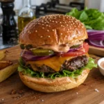 Burger maison (buns briochés, steak juteux et sauce burger)