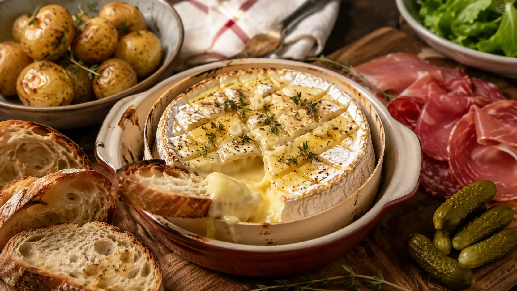 Camembert au four (coulant, miel et ail en option)
