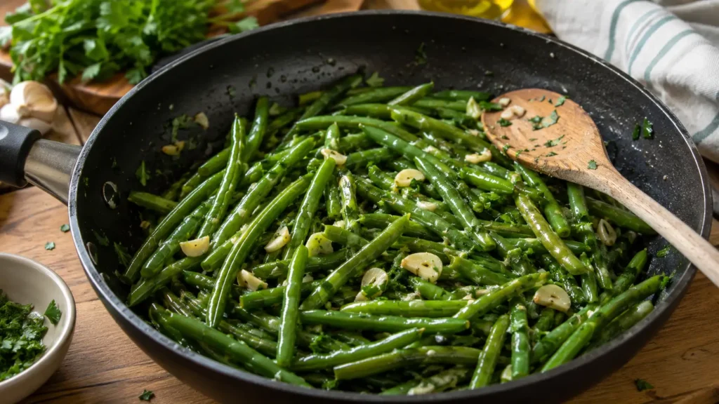 Haricots verts a l'ail et au persil - Facile fait maison