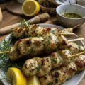 Brochettes de poulet marinées citron herbes - Facile fait maison