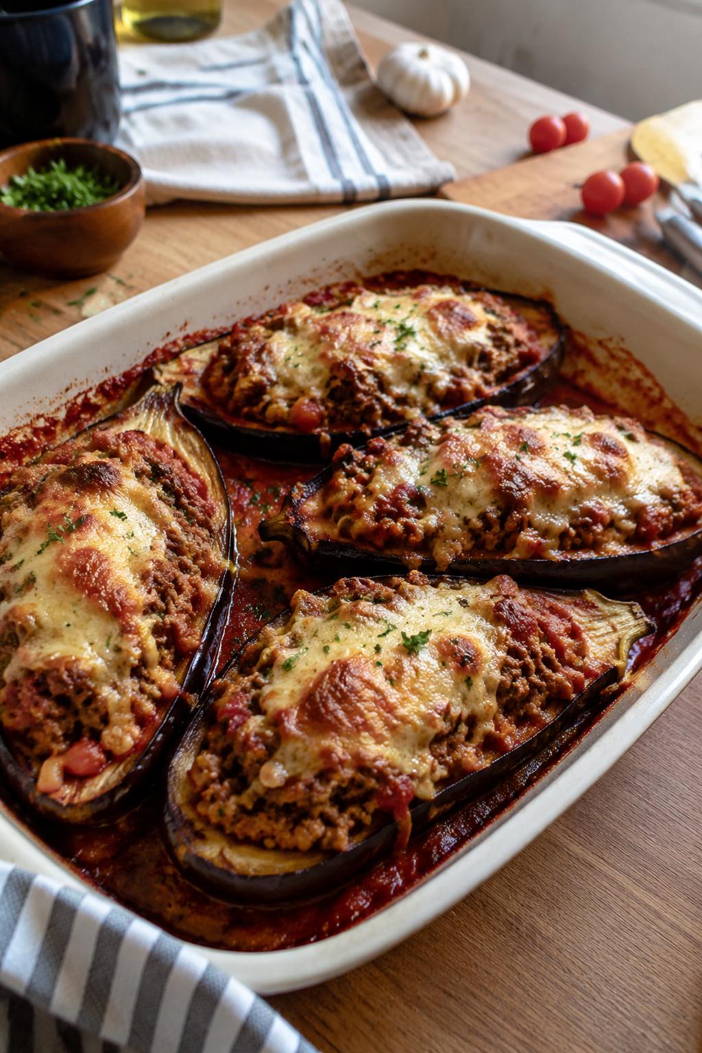 Aubergines farcies à la viande hachée - Facile fait maison