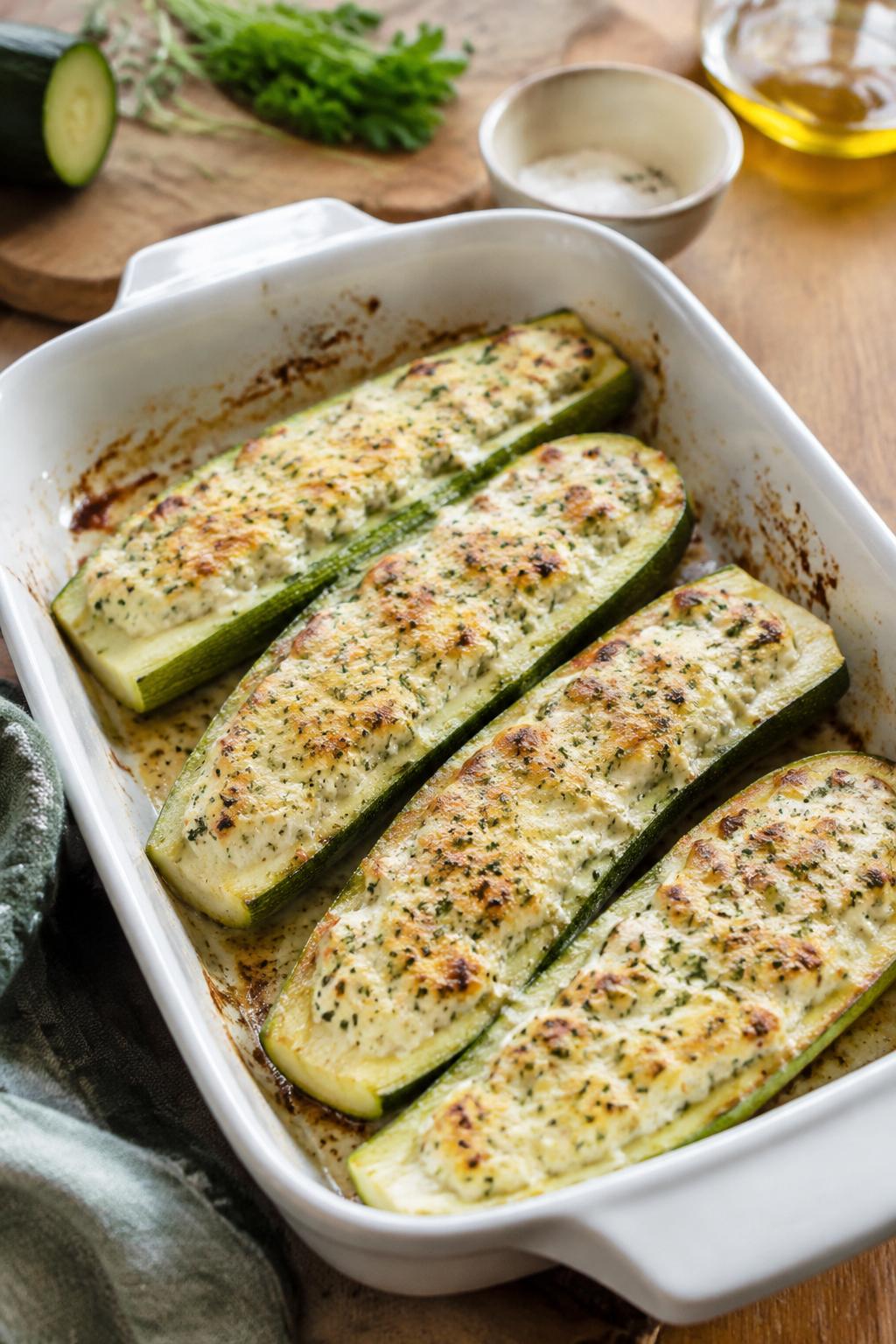 Courgettes farcies au chèvre frais - Facile fait maison