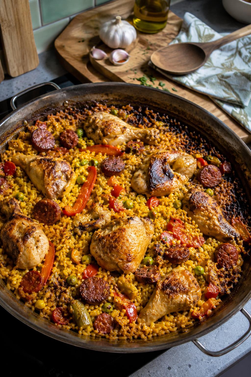 Paella au poulet et chorizo - Facile fait maison