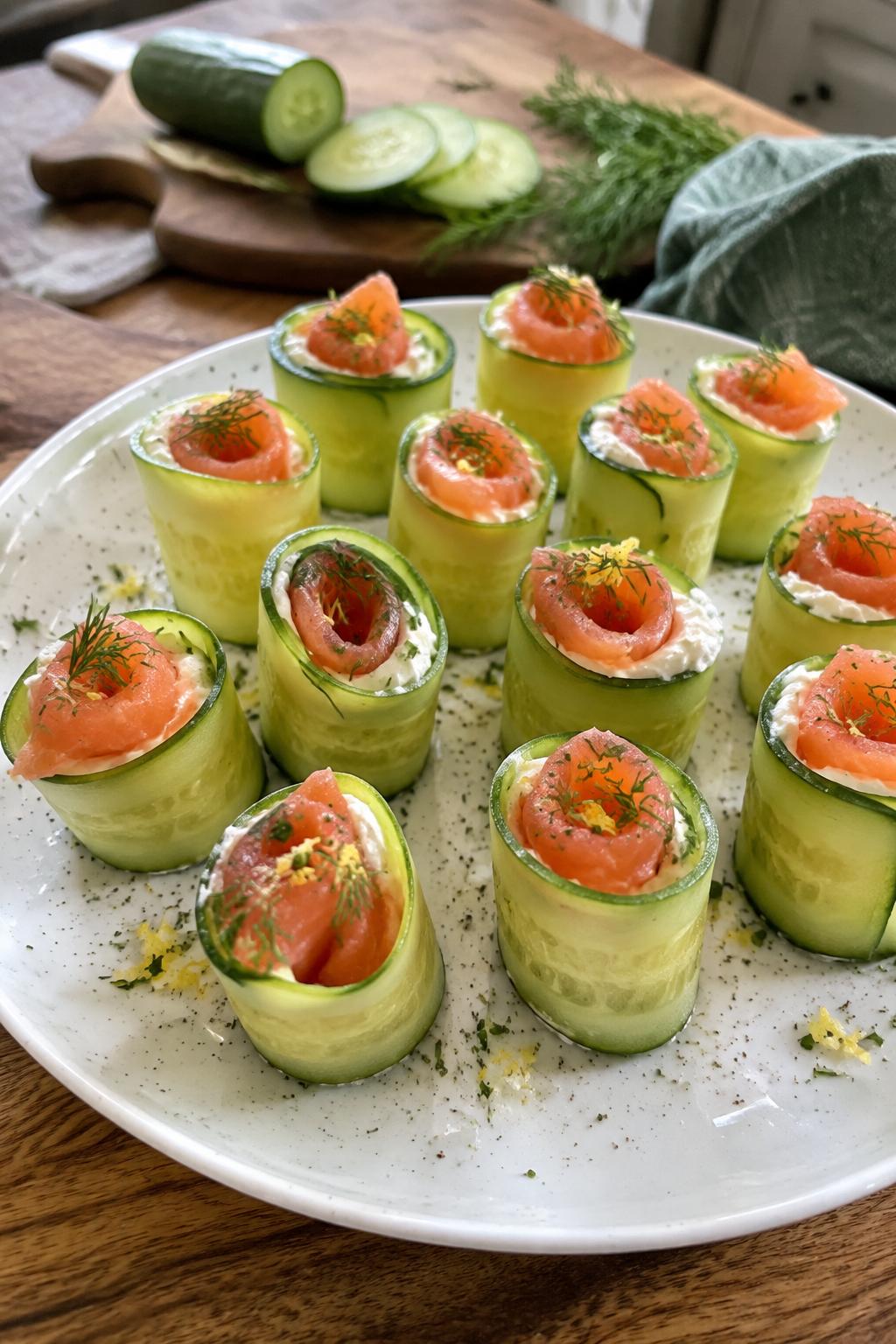 Rouleaux de concombre au saumon fumé - Facile fait maison