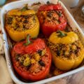 Poivrons farcis au riz et légumes - Facile fait maison