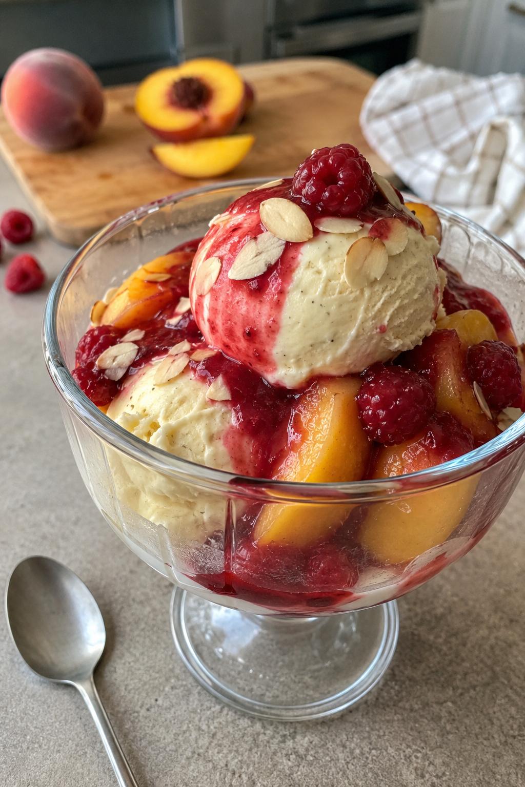 Coupe glacée pêche melba - Facile fait maison