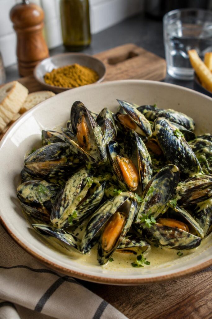 Moules à la crème et au curry - Facile fait maison