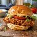 Burger au poulet croustillant - Facile fait maison
