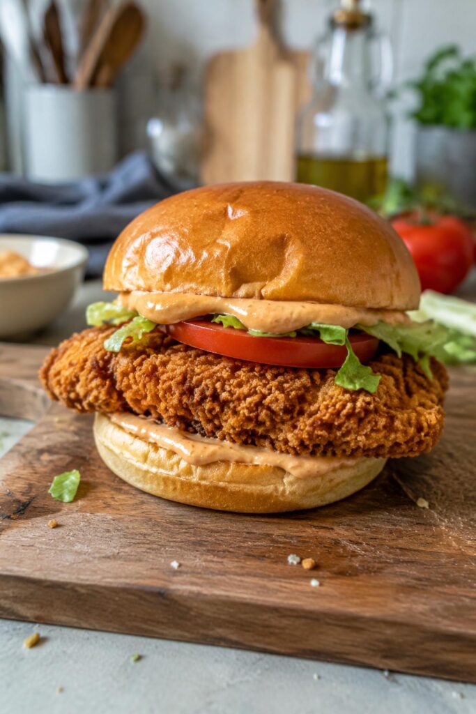 Burger au poulet croustillant - Facile fait maison