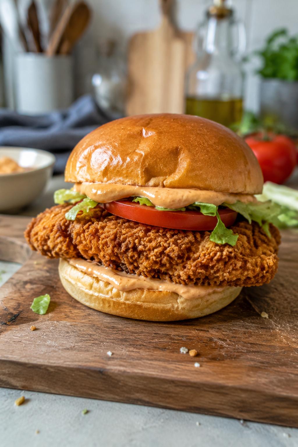Burger au poulet croustillant - Facile fait maison