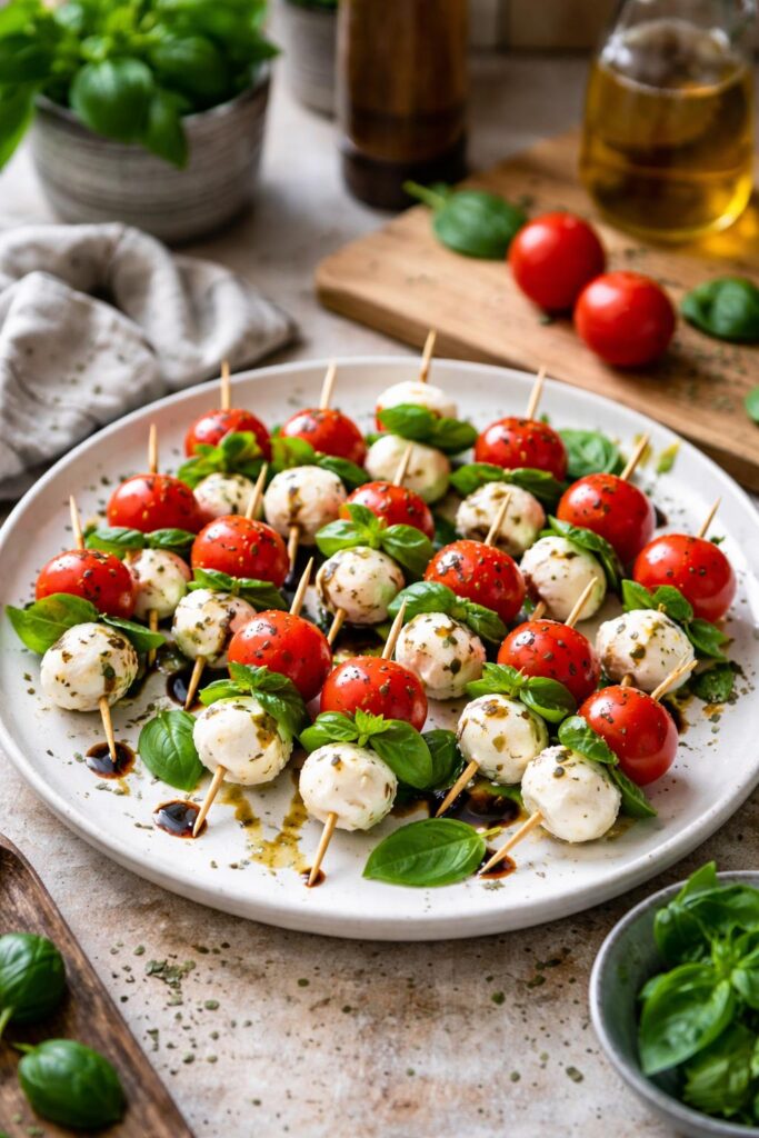 Mini brochettes tomate mozzarella - Facile fait maison