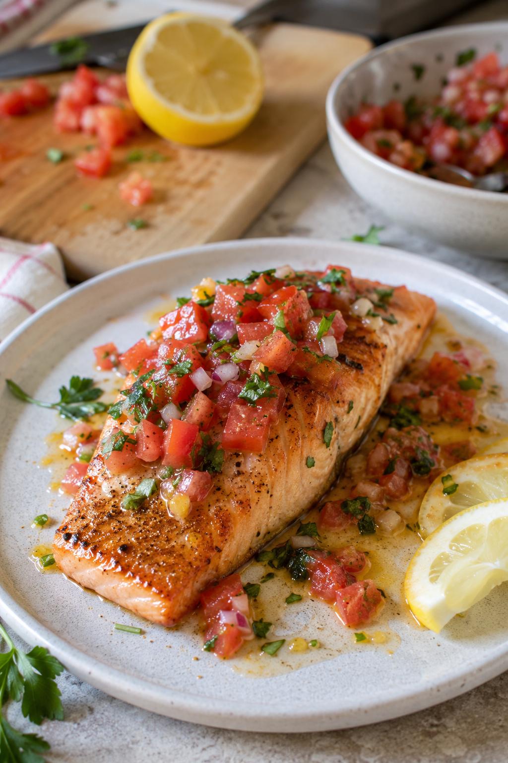 Saumon grillé sauce vierge - Facile fait maison