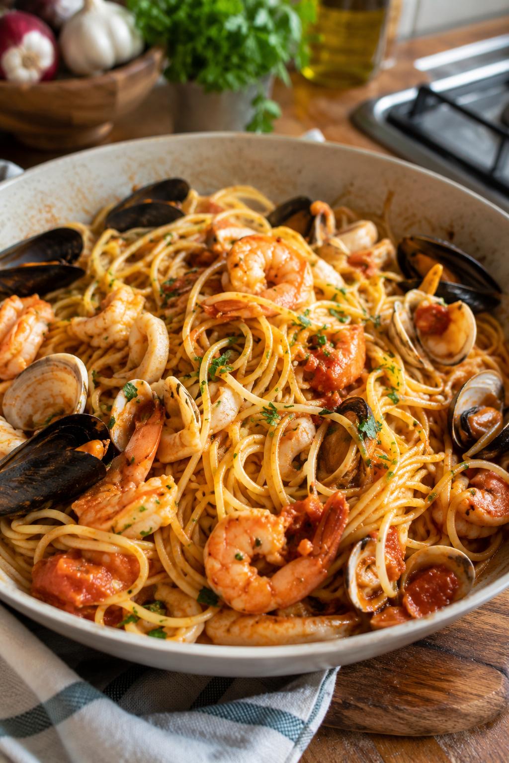 Spaghetti aux fruits de mer - Facile fait maison