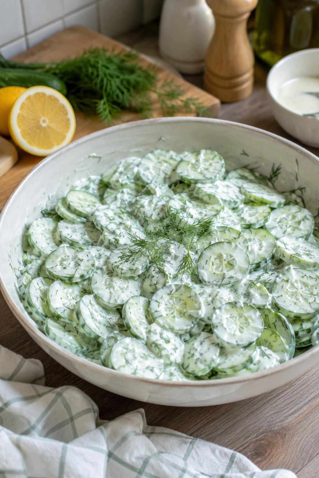 Salade de concombre au yaourt et aneth - Facile fait maison