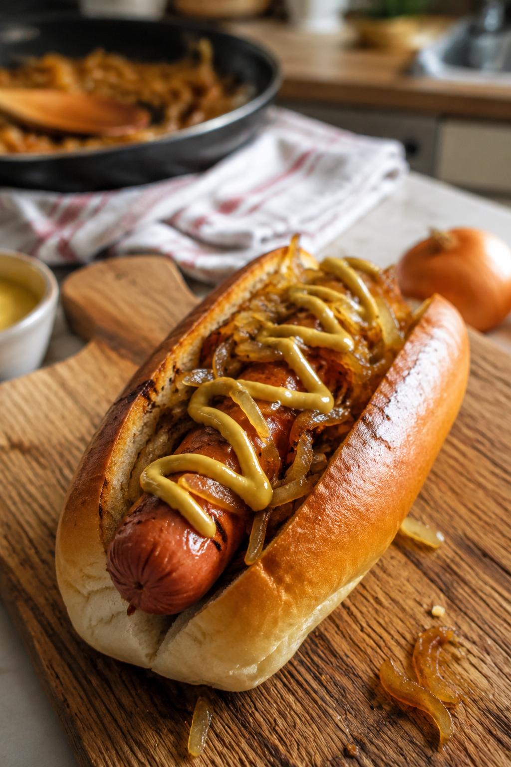 Hot dog maison aux oignons confits - Facile fait maison