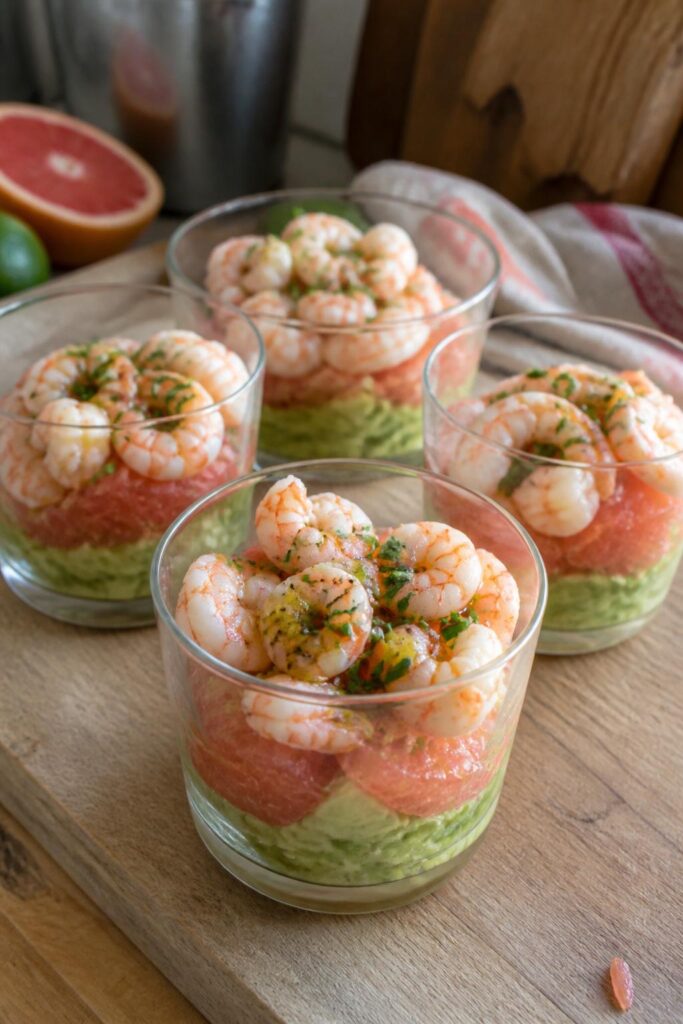 Verrines avocat crevettes pamplemousse - Facile fait maison