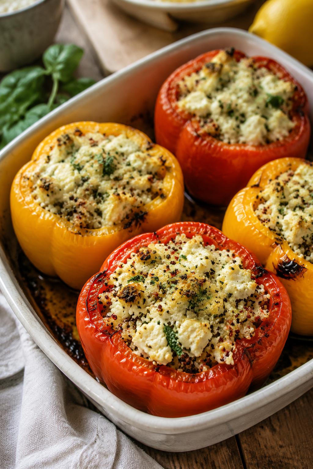 Poivrons farcis au chèvre frais - Facile fait maison