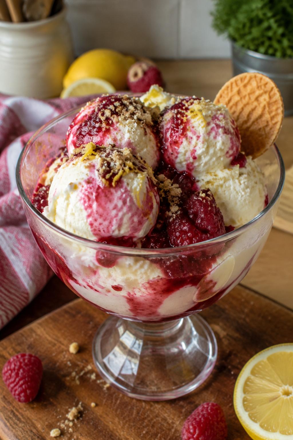 Coupe glacée citron framboise - Facile fait maison