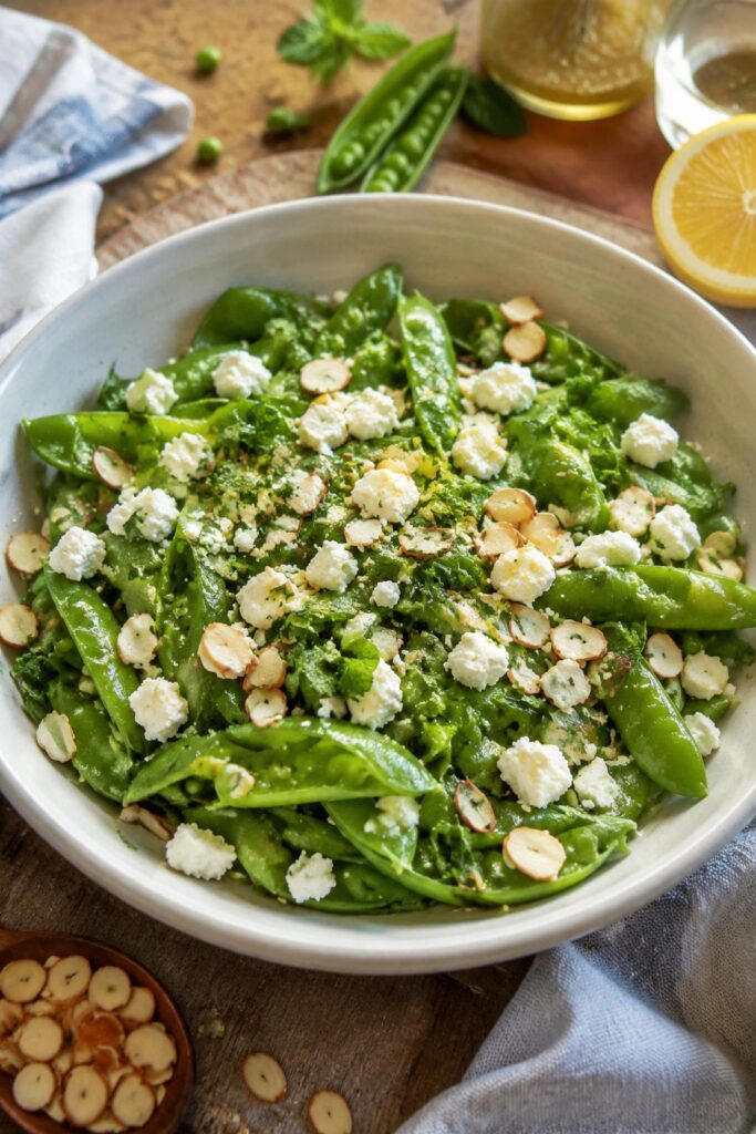 Salade de pois gourmands et feta - Facile fait maison