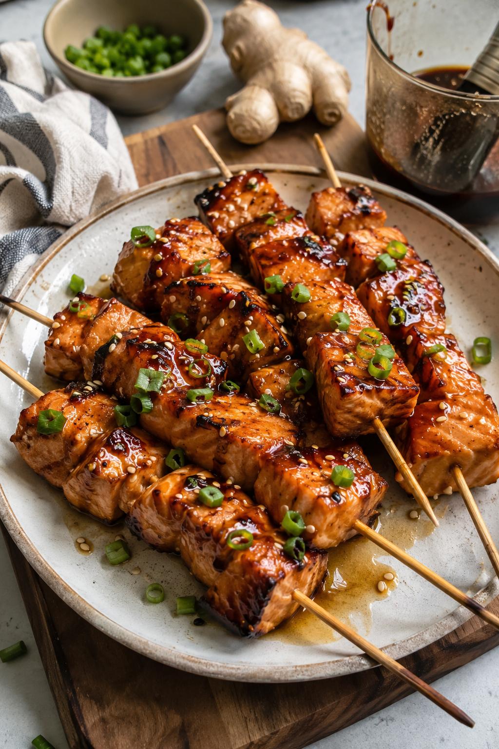 Brochettes de saumon teriyaki - Facile fait maison