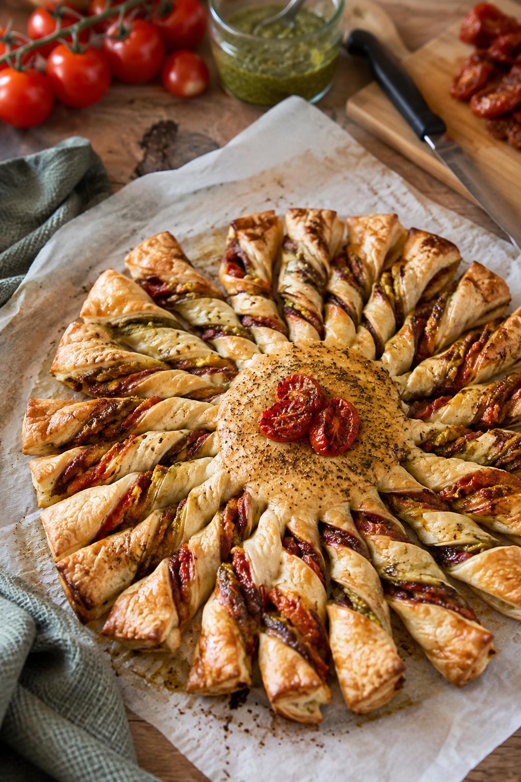 Tarte soleil pesto tomate - Facile fait maison