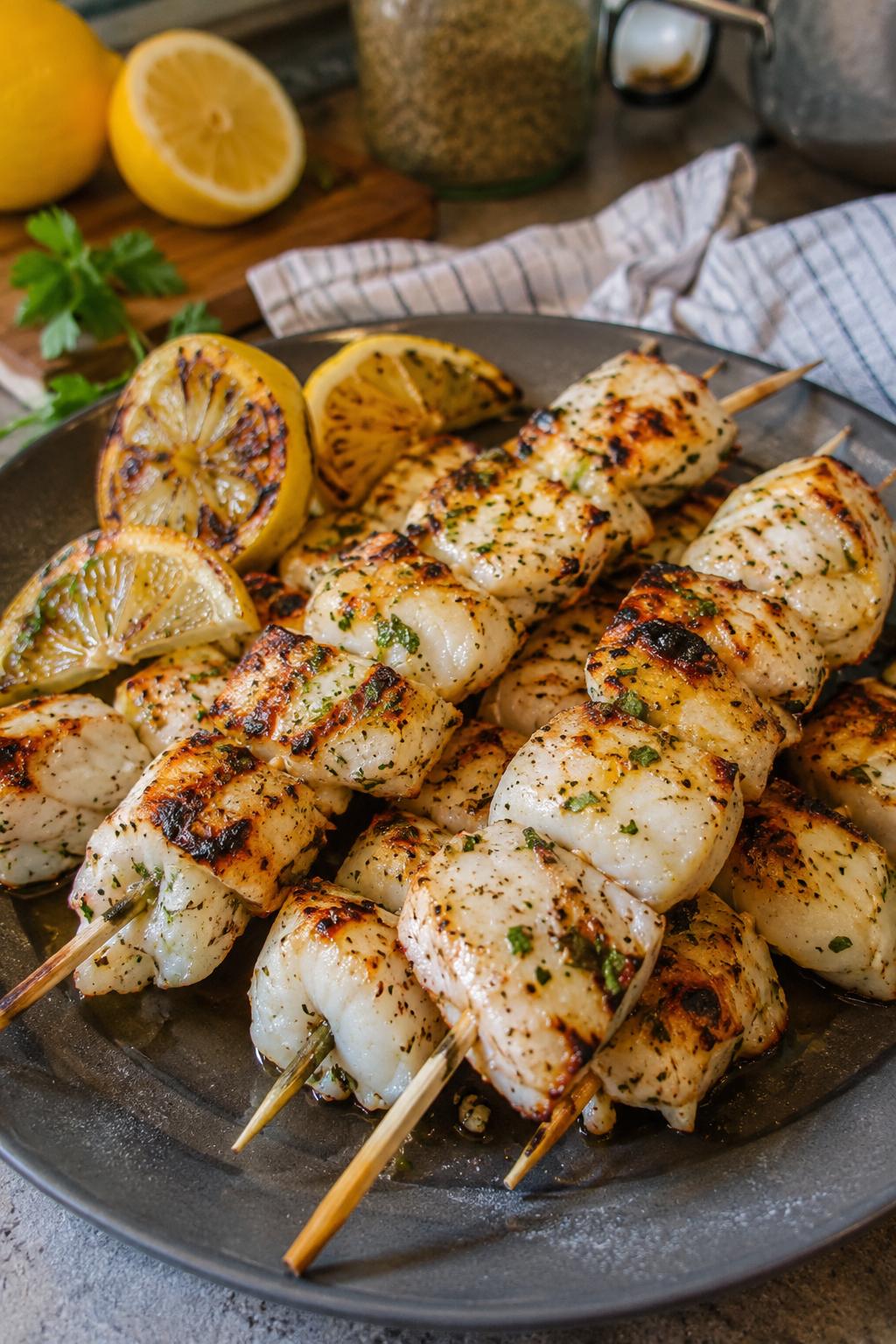 Brochettes de lotte au citron - Facile fait maison