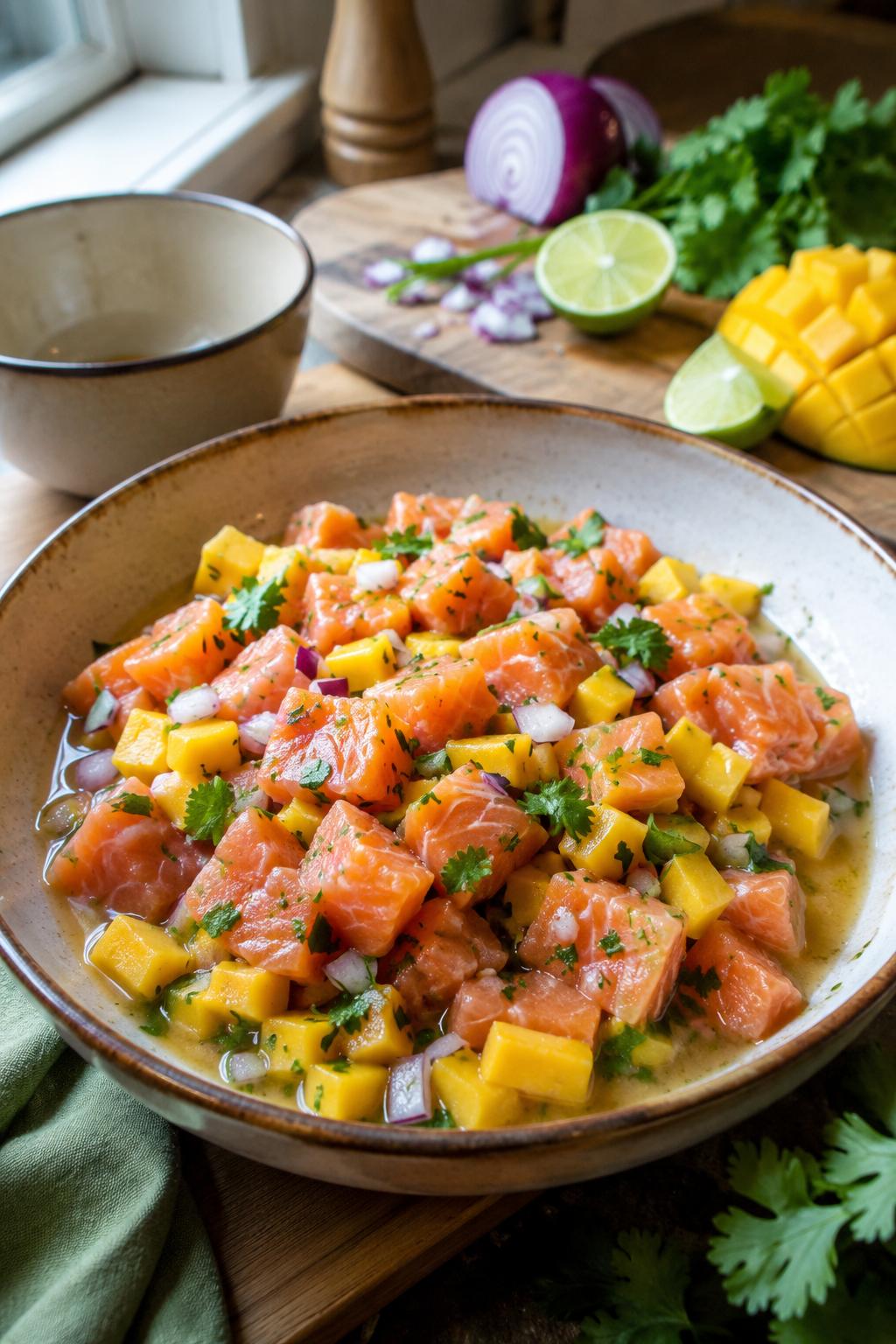 Ceviche de saumon à la mangue - Facile fait maison