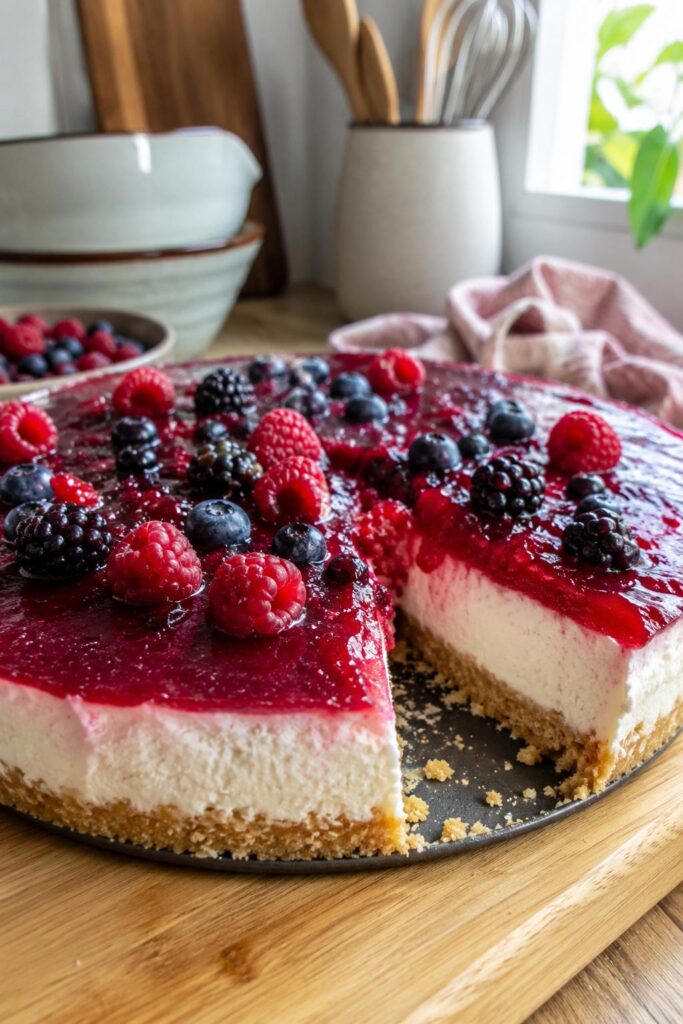 Cheesecake aux fruits rouges sans cuisson - Facile fait maison