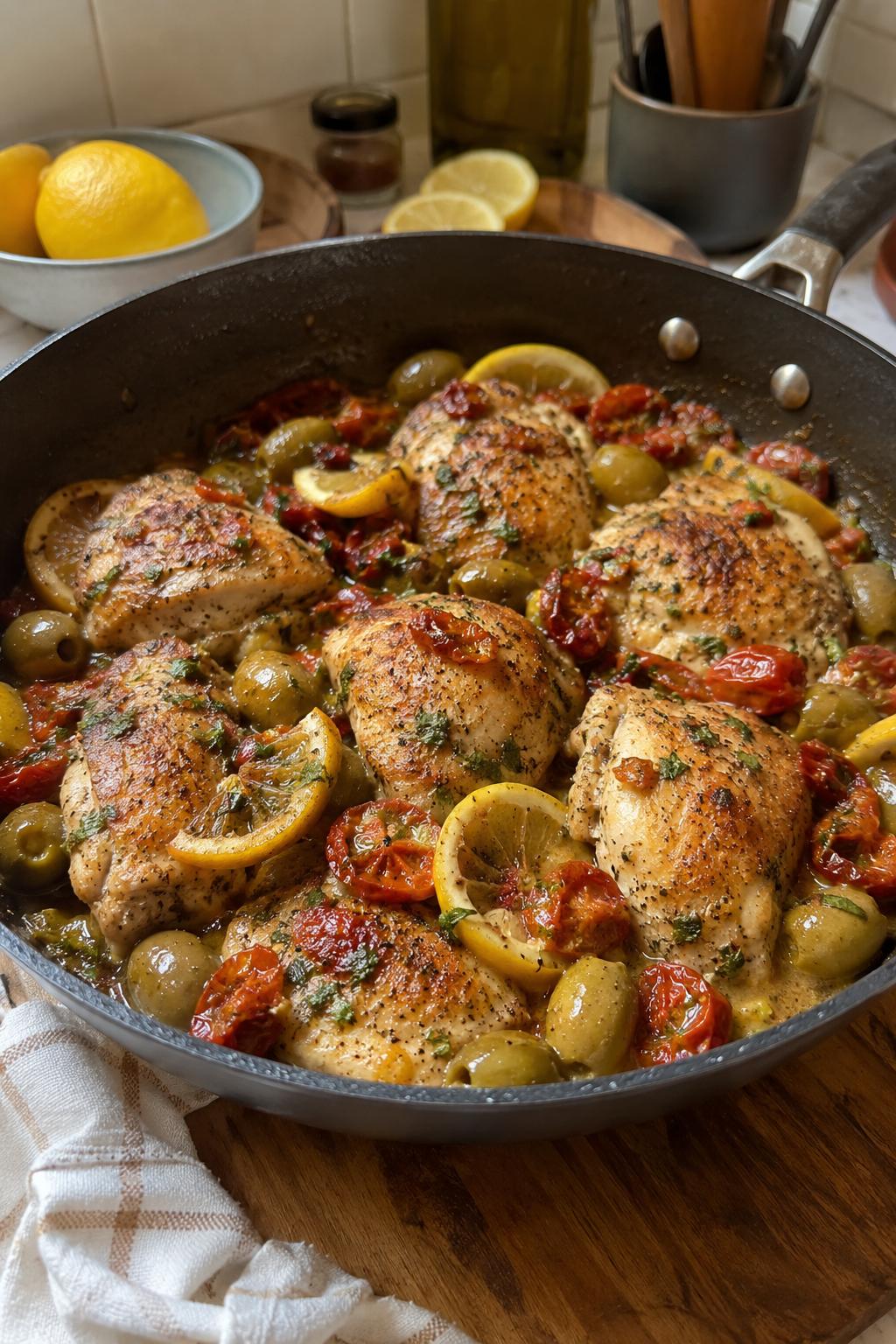 Poulet citron olives façon estivale - Facile fait maison
