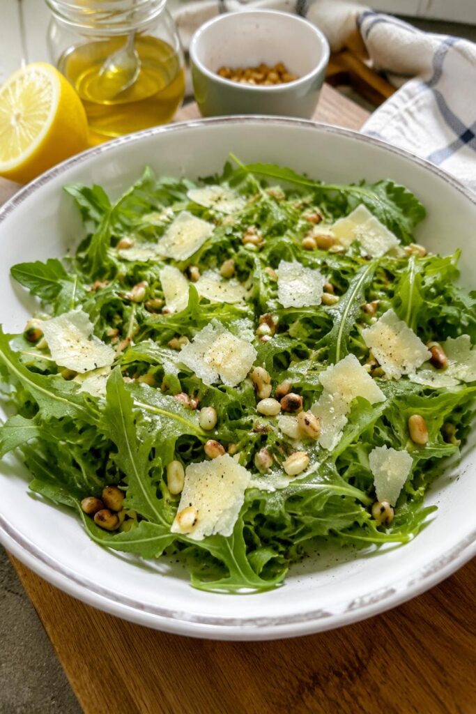 Salade de roquette parmesan pignons - Facile fait maison