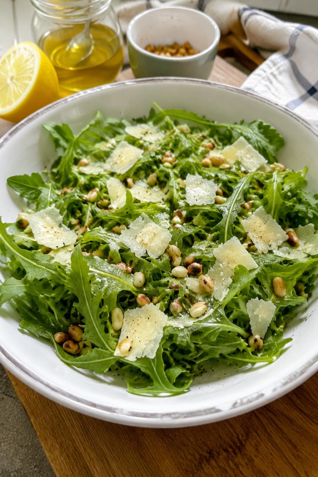 Salade de roquette parmesan pignons - Facile fait maison