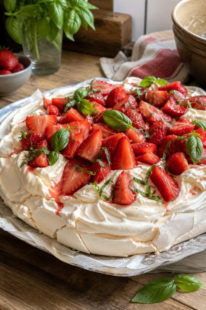 Pavlova aux fraises et basilic - Facile fait maison