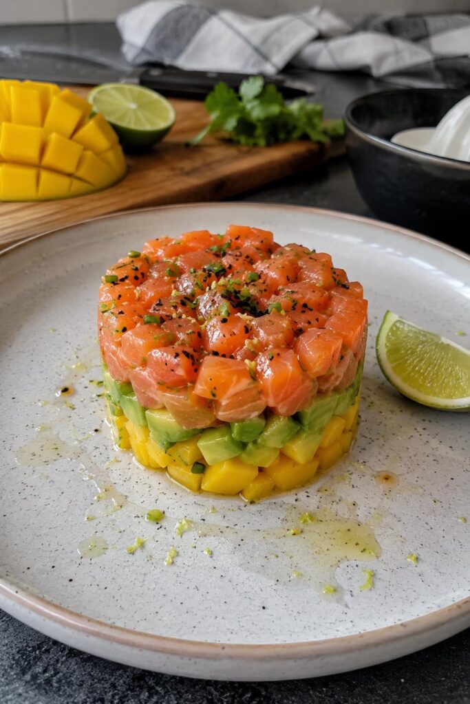Tartare de saumon avocat mangue - Facile fait maison