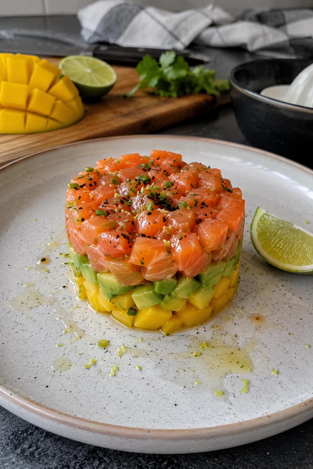 Tartare de saumon avocat mangue - Facile fait maison